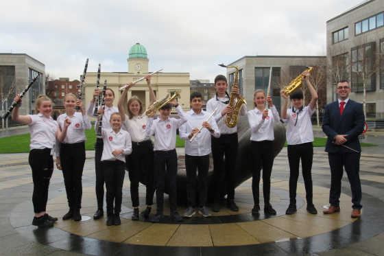Members of the Sandyford Youth Band with Director Martin Meegan pictured at the Dept of Education and Skills in Dublin for Public Service Innovation Week