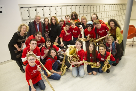 Music Generation staff and Board Members pictured with Cork City young musicians Rebel Brass at the Music Generation National Musicians' Day 2018