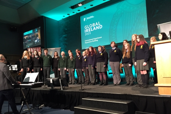 Music Generation South Dublin young musicians take to the stage at Department of Foreign Affairs and Trade Global Ireland 2025 conference in Dublin Castle 560x373