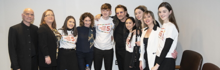Pictured with Bono Music Generation Young Ambassadors perform at the Irish Governments launch of The Drive For Five Image Kim Haughton 440x140
