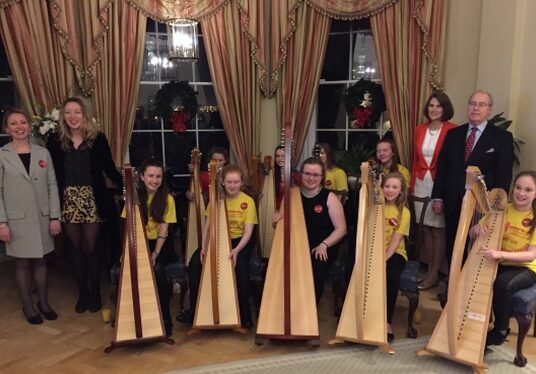 Music Generation Laois Harp Ensemble mark the festive season at the US Ambassador’s Residence