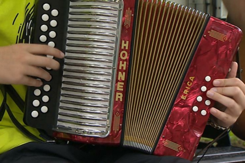 Young accordian player