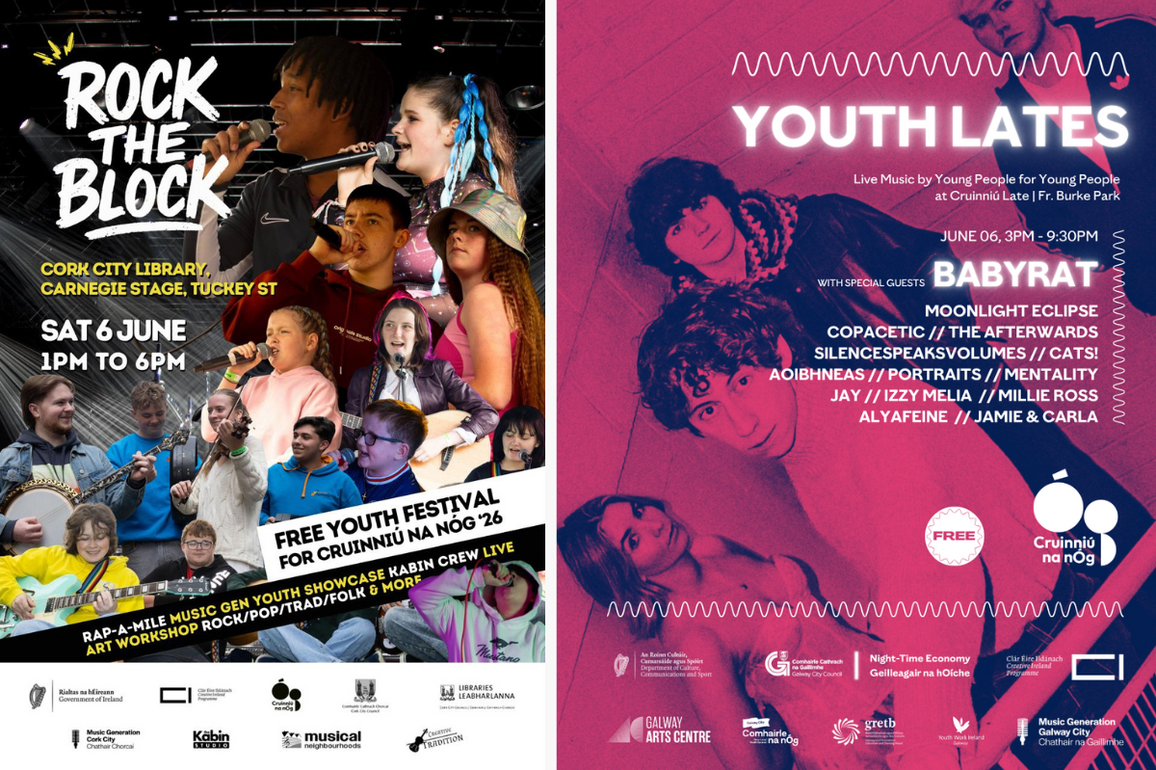 Cruinniu na nog Music Generation events flyers