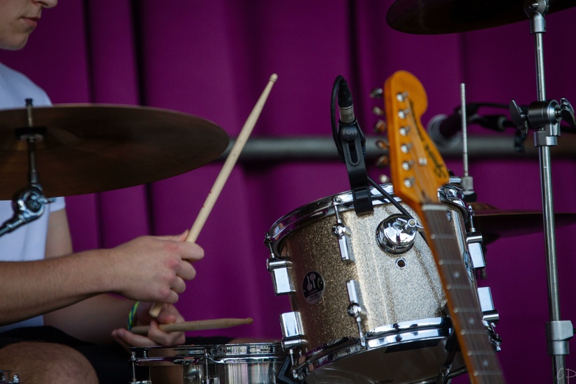 drums and guitar on stage